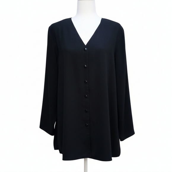 Maggie Mcnaughton Tops - Vintage Maggie McNaughton Black Button Front Tunic Blouse 1X Minimalist